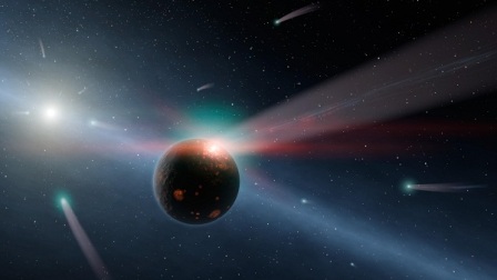 Illustration: Artist's conception of a storm of comets around a star near our own